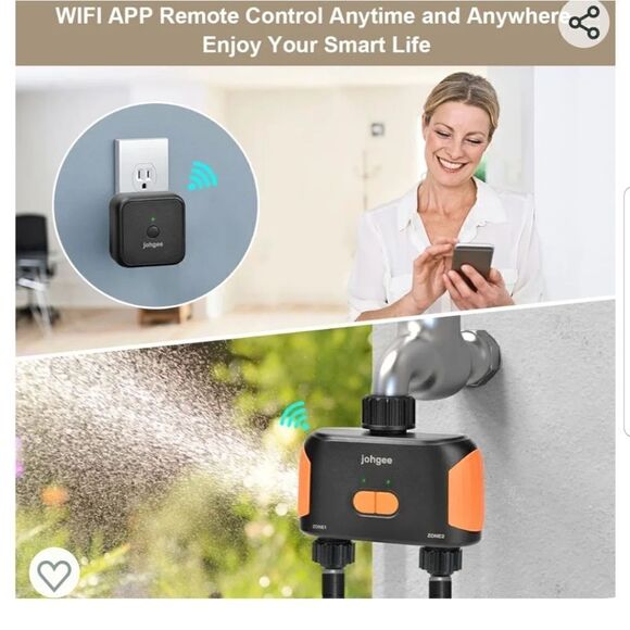Smart WiFi Water Timer 2-Zone, Sprinkler Timer with Wi-Fi Hub, 2 Outlets Bluetoo - Picture 1 of 16
